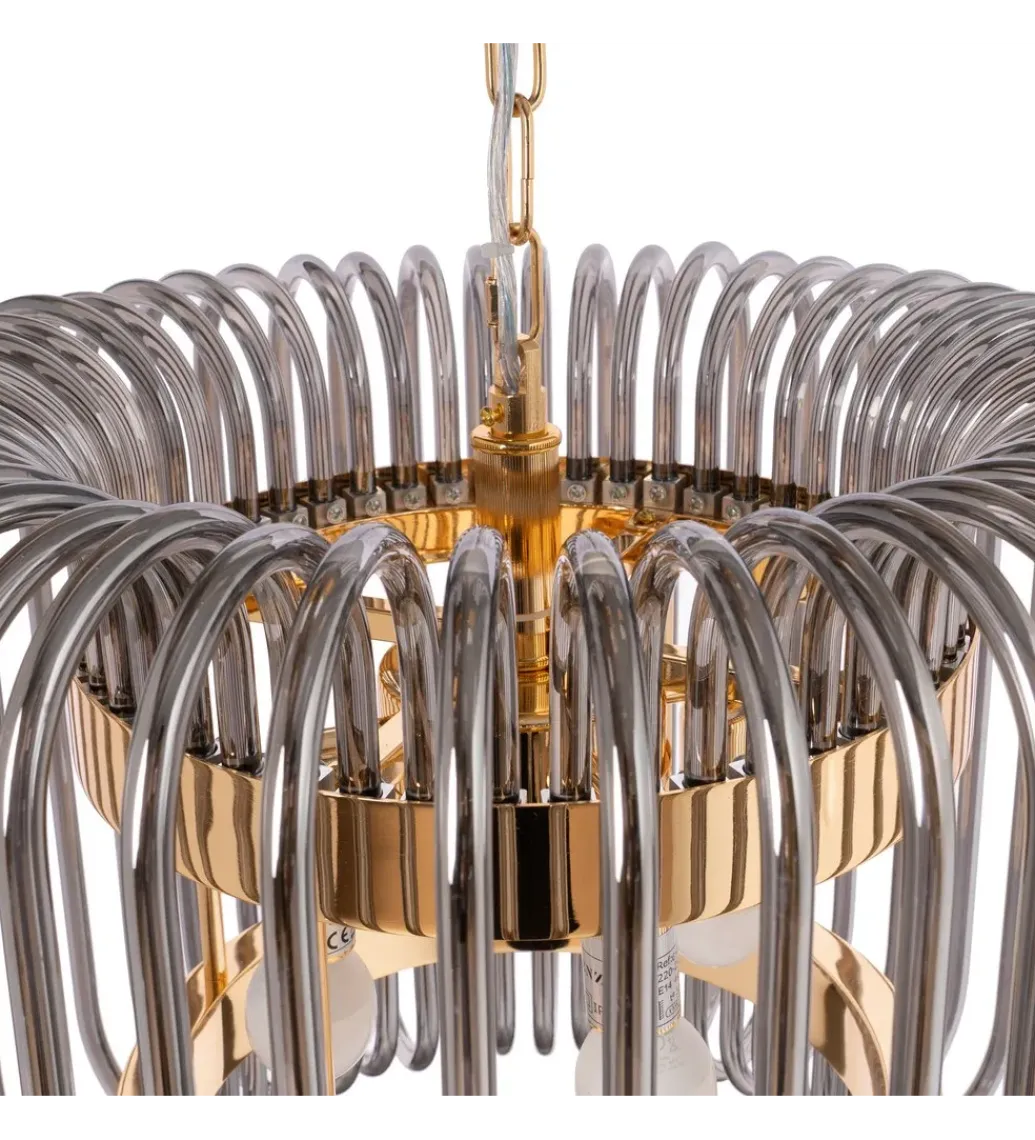DENZO Lampa wisząca CELINK 50 cm złoto szara