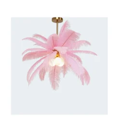 KDesign Lampa wisząca Feather Palm 87 cm różowa