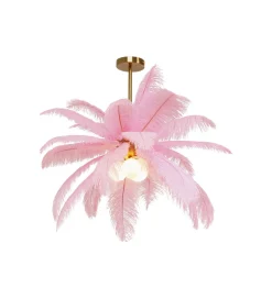 KDesign Lampa wisząca Feather Palm 87 cm różowa