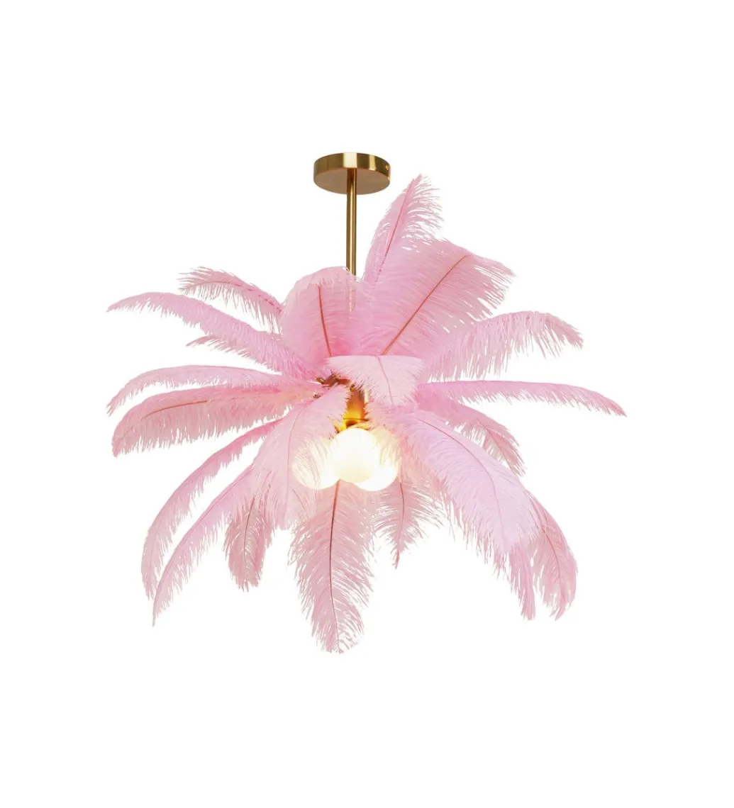 KDesign Lampa wisząca Feather Palm 87 cm różowa