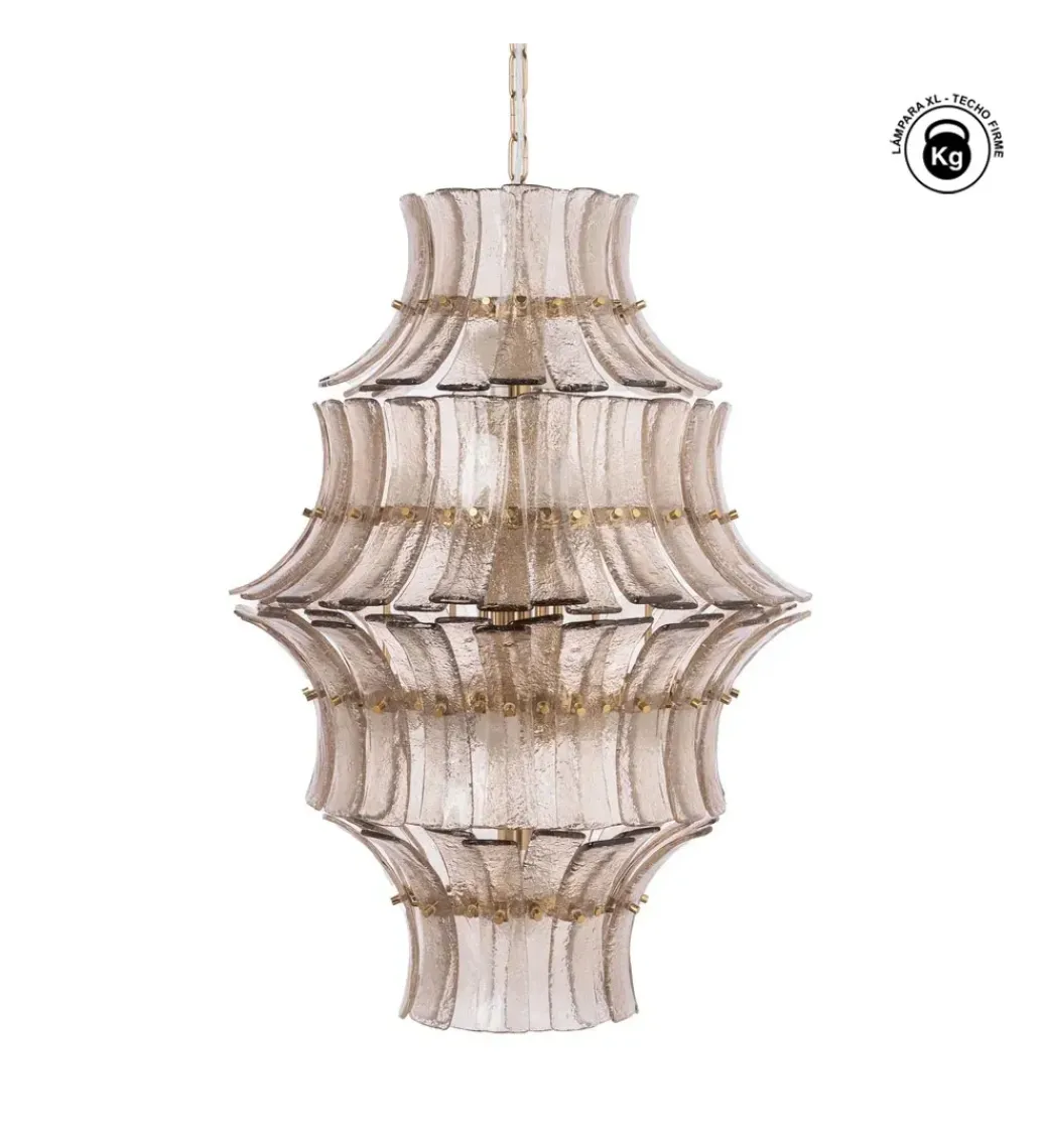 DENZO Lampa wisząca TEGOR 53 cm szare szkło
