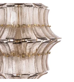 DENZO Lampa wisząca TEGOR 53 cm szare szkło