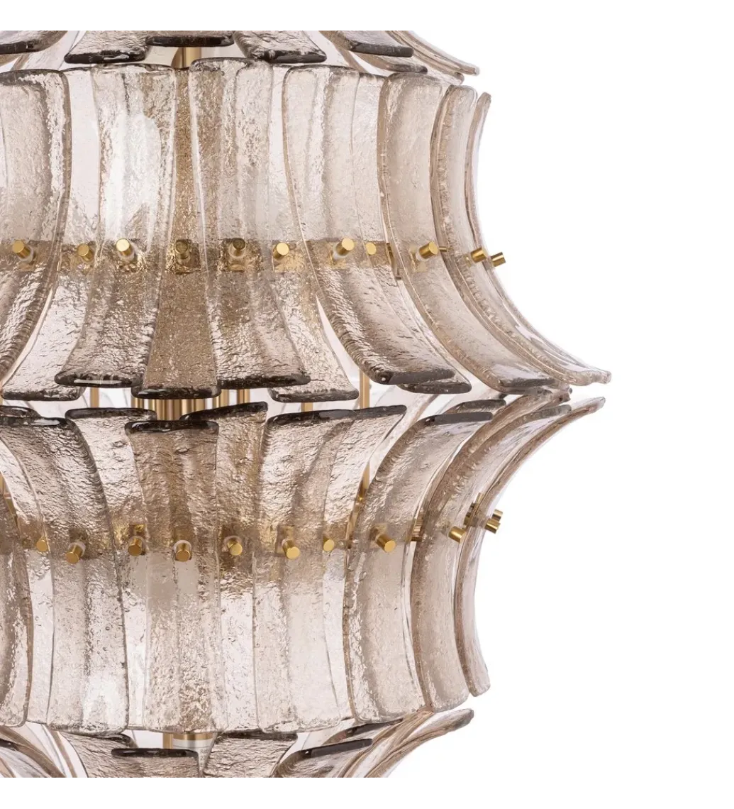 DENZO Lampa wisząca TEGOR 53 cm szare szkło