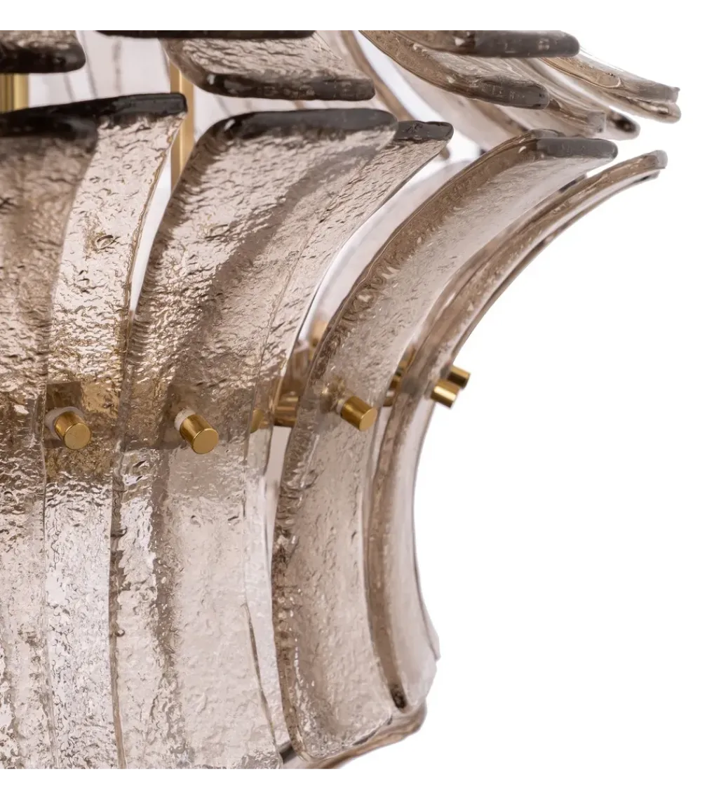 DENZO Lampa wisząca TEGOR 53 cm szare szkło