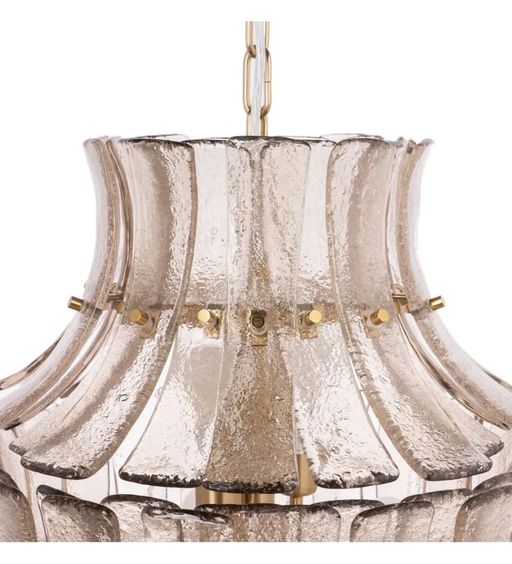 DENZO Lampa wisząca TEGOR 53 cm szare szkło