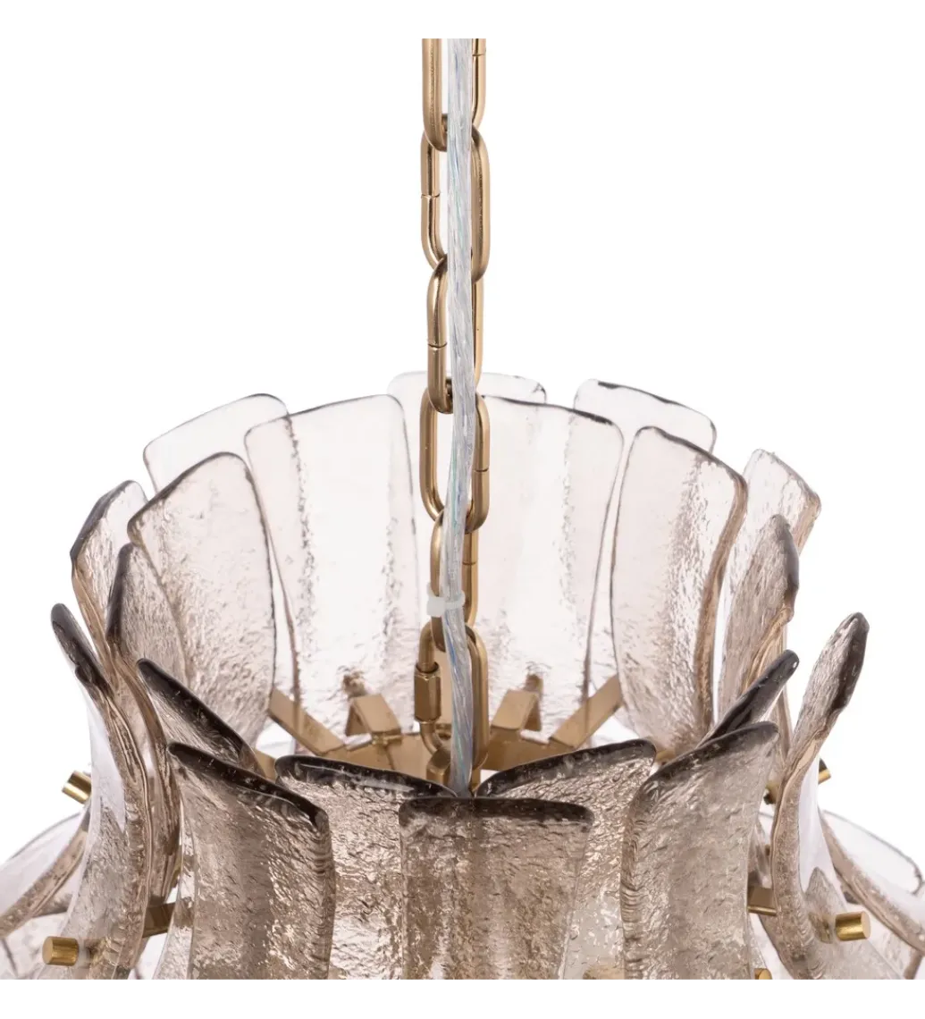 DENZO Lampa wisząca TEGOR 53 cm szare szkło