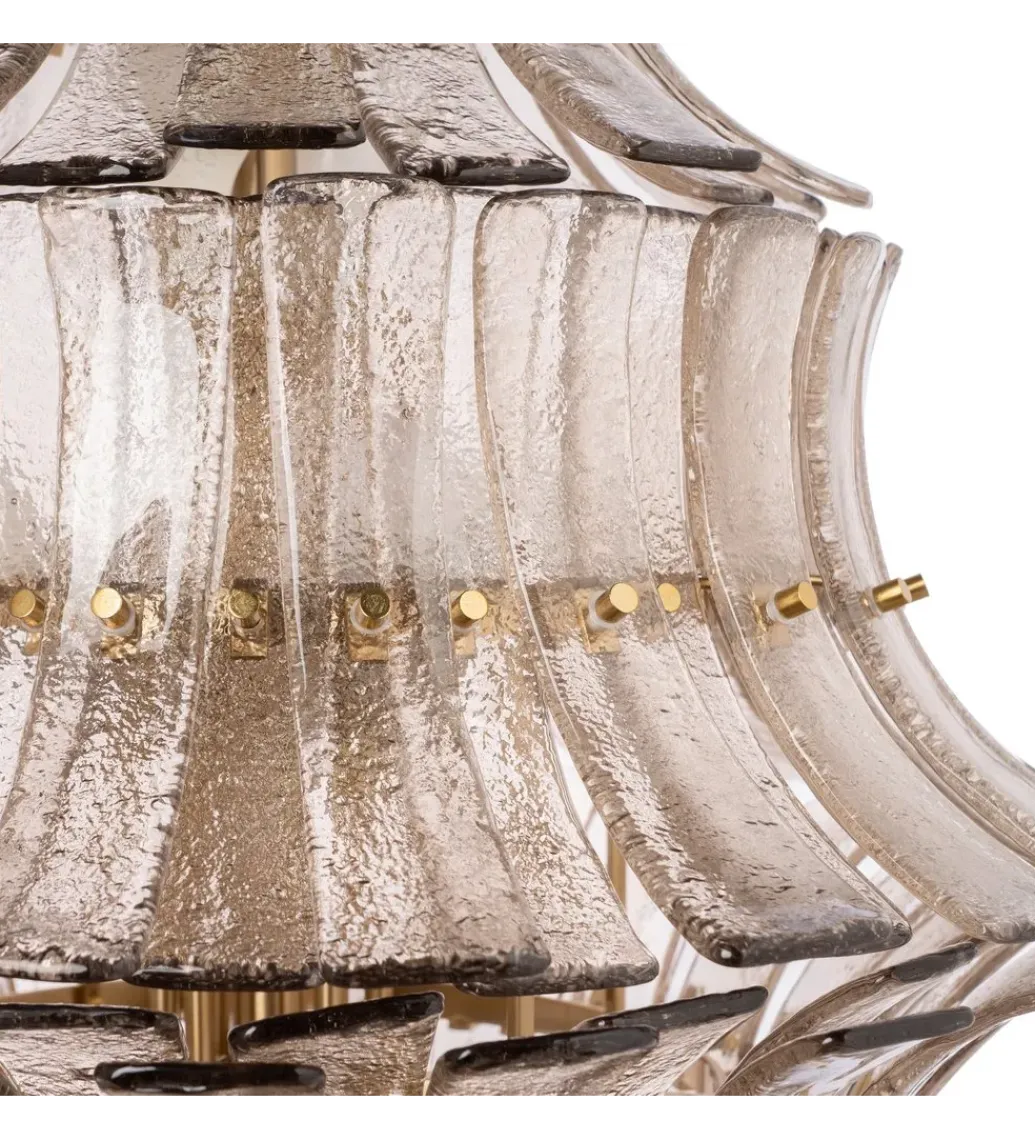 DENZO Lampa wisząca TEGOR 53 cm szare szkło