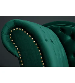 Invicta Interior Leżanka BRIGIDA Chesterfield szmaragdowo zielony aksamit