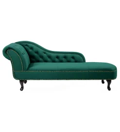 Invicta Interior Leżanka BRIGIDA Chesterfield szmaragdowo zielony aksamit