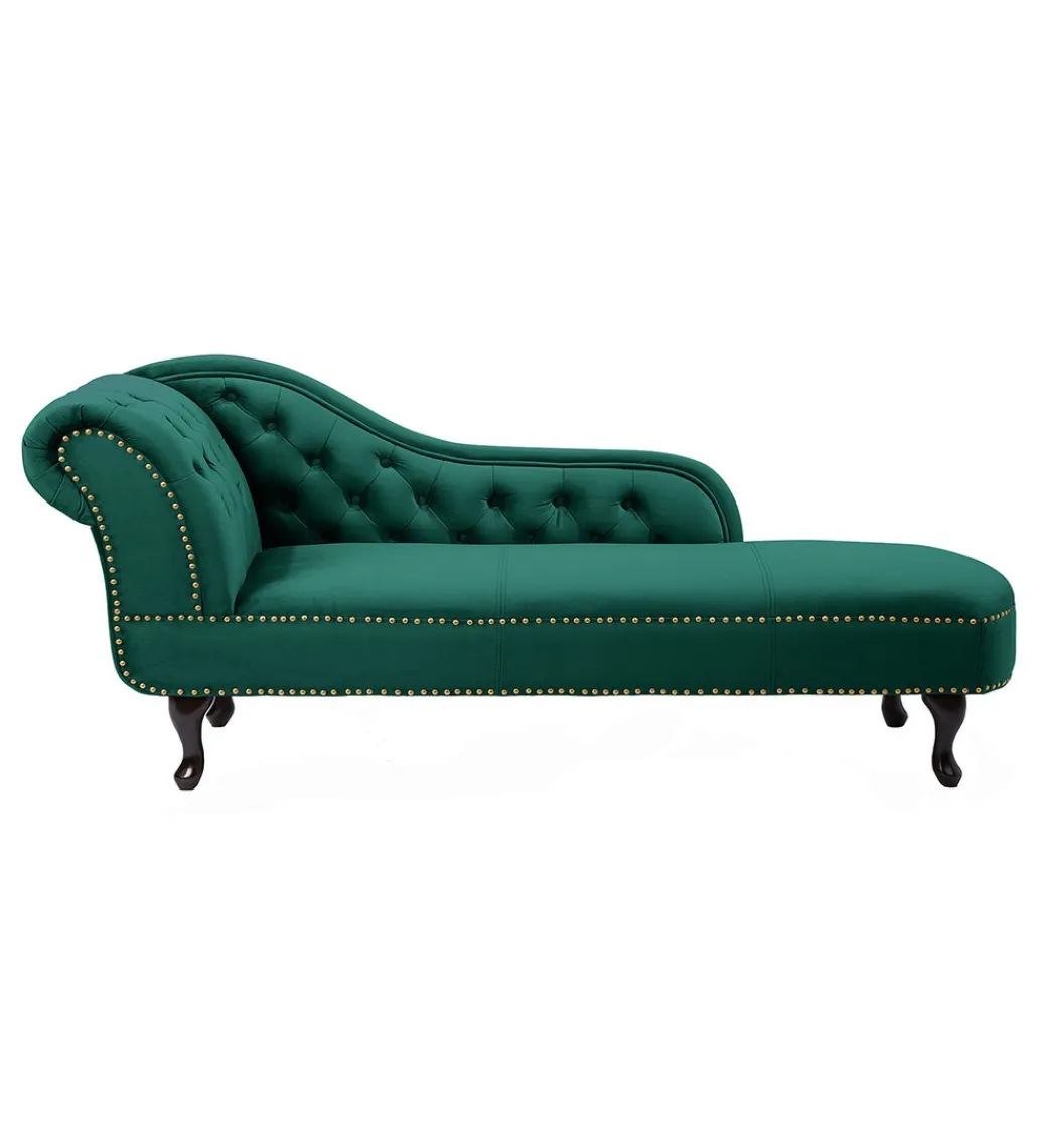 Invicta Interior Leżanka BRIGIDA Chesterfield szmaragdowo zielony aksamit