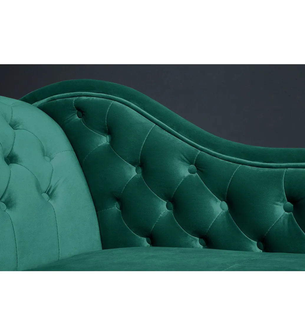 Invicta Interior Leżanka BRIGIDA Chesterfield szmaragdowo zielony aksamit