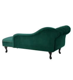 Invicta Interior Leżanka BRIGIDA Chesterfield szmaragdowo zielony aksamit
