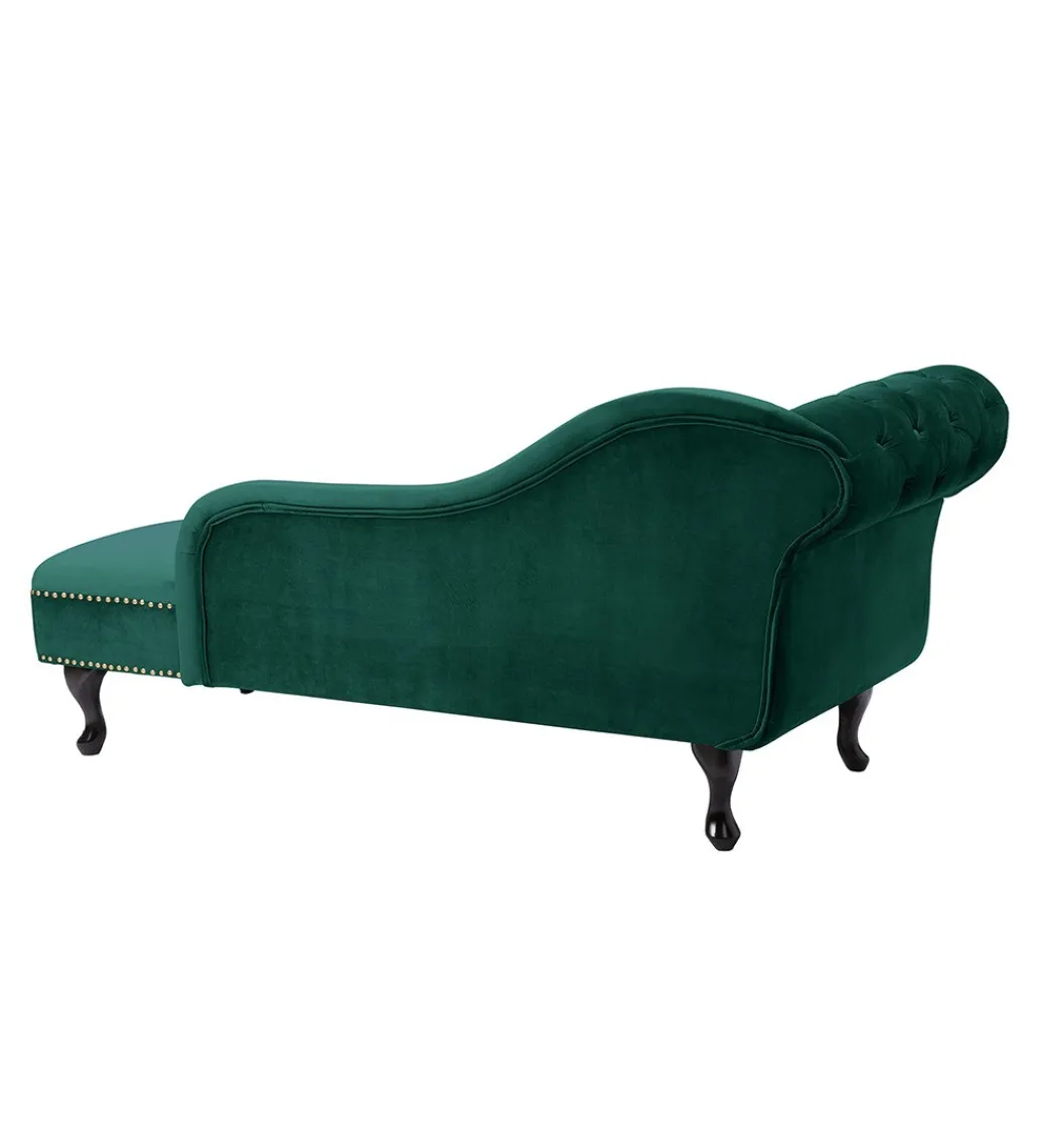 Invicta Interior Leżanka BRIGIDA Chesterfield szmaragdowo zielony aksamit