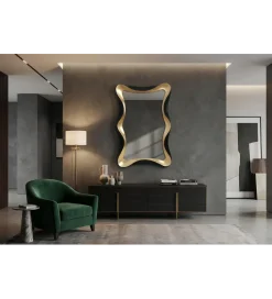 Invicta Interior - przedsprzedaż Lustro ALICE 120 cm czarne złote
