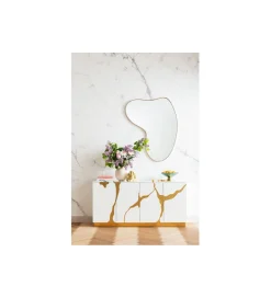 KARE Lustro SHAPE 110 cm x 10 cm w kolorze mosiądzu