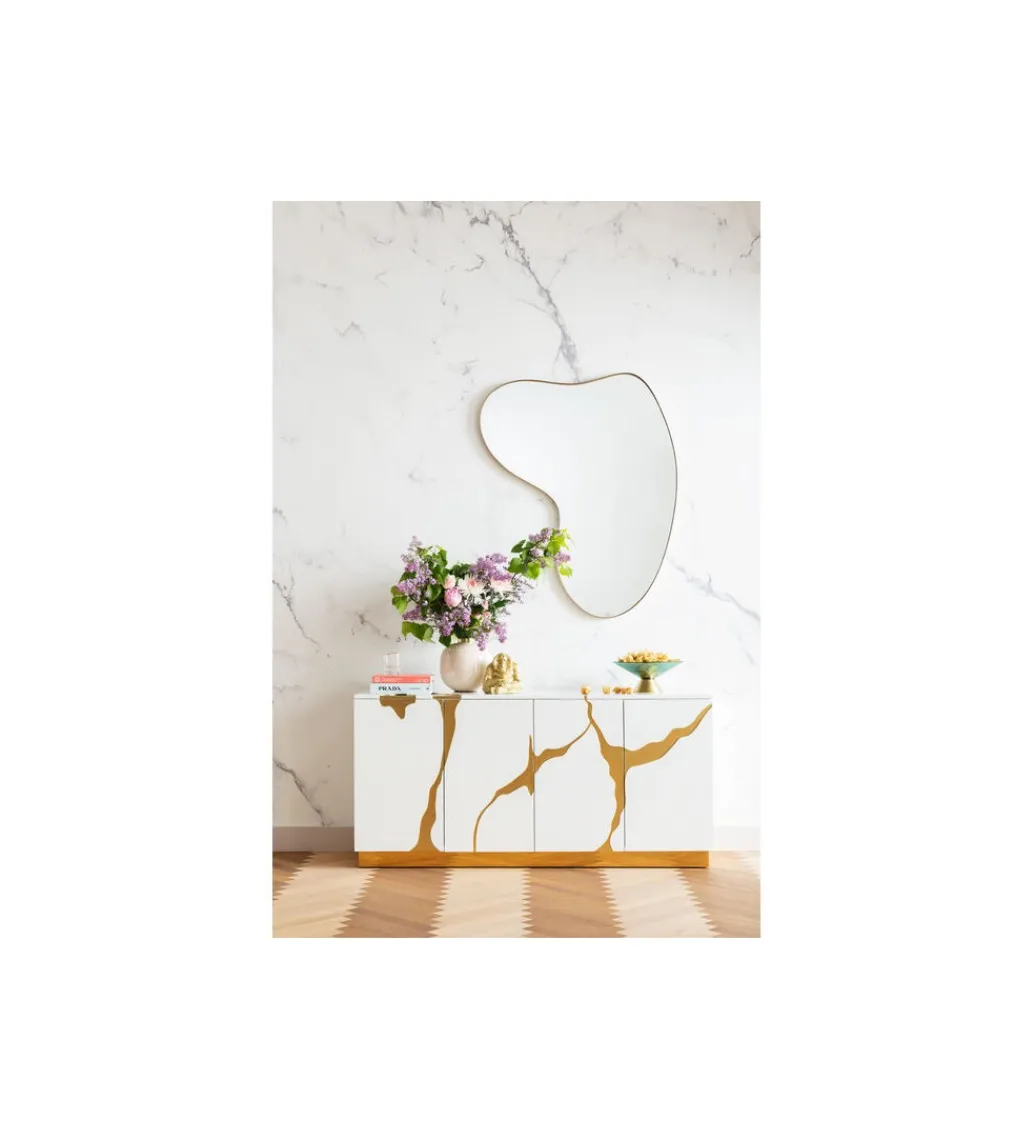 KARE Lustro SHAPE 110 cm x 10 cm w kolorze mosiądzu