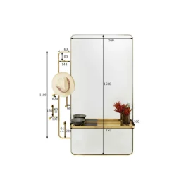 KDesign Lustro wieszak TRISTAN 150 x 76 cm złote