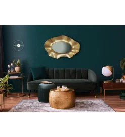 WOHNLING, GERMANY Lustro wiszące LUXI 60 cm antyczne złote
