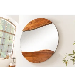 Invicta Interior Lustro wiszące MIRROR 100 cm drewno akacja
