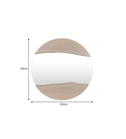 Invicta Interior Lustro wiszące MIRROR 100 cm drewno akacja