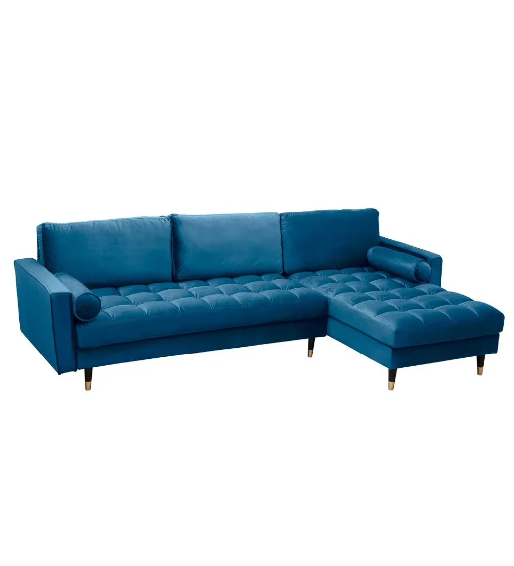 Invicta Interior Narożnik Canis Velvet 260 cm ciemnoniebieski aksamit