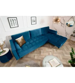 Invicta Interior Narożnik Canis Velvet 260 cm ciemnoniebieski aksamit