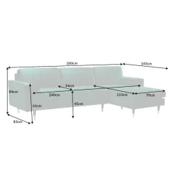 Invicta Interior Narożnik CANIS velvet  260 cm ciemnozielony