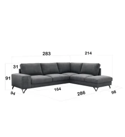 Comforteo Narożnik rozkładany MAKO Flavio L 286 cm z funkcją spania