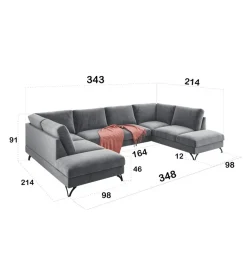 Comforteo Narożnik rozkładany MAKO Flavio XXL 348 cm z funkcją spania