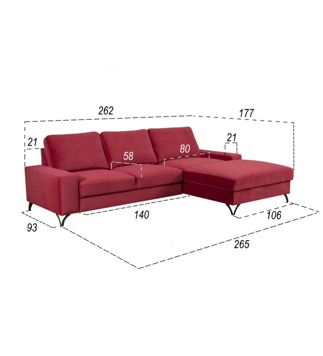Comforteo Narożnik rozkładany MAKO Flavio MINI 264 cm z funkcją spania
