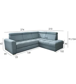Comforteo Narożnik rozkładany VIVA Riva L 274 cm z funkcją spania
