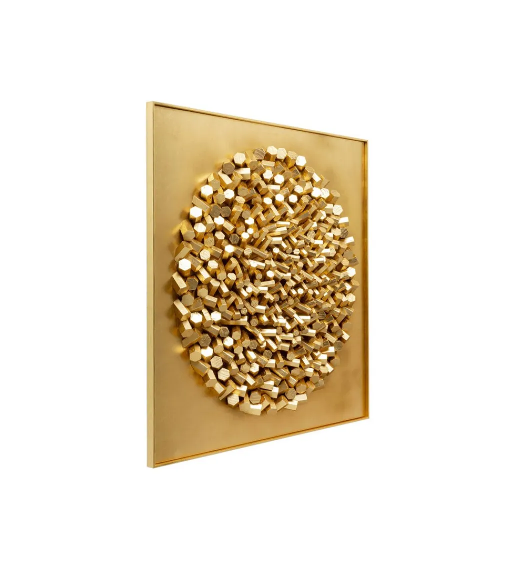 KDesign Obraz 3D MIKADO 120 x 120 cm złoty