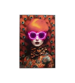 KDesign Obraz FANCY RED LADY LED 75 x 55 cm