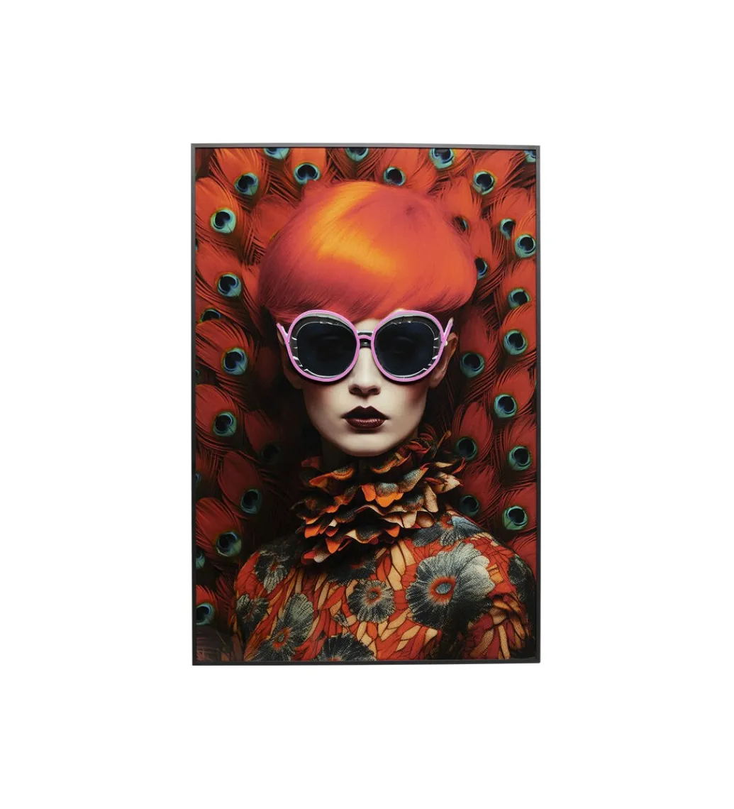 KDesign Obraz FANCY RED LADY LED 75 x 55 cm