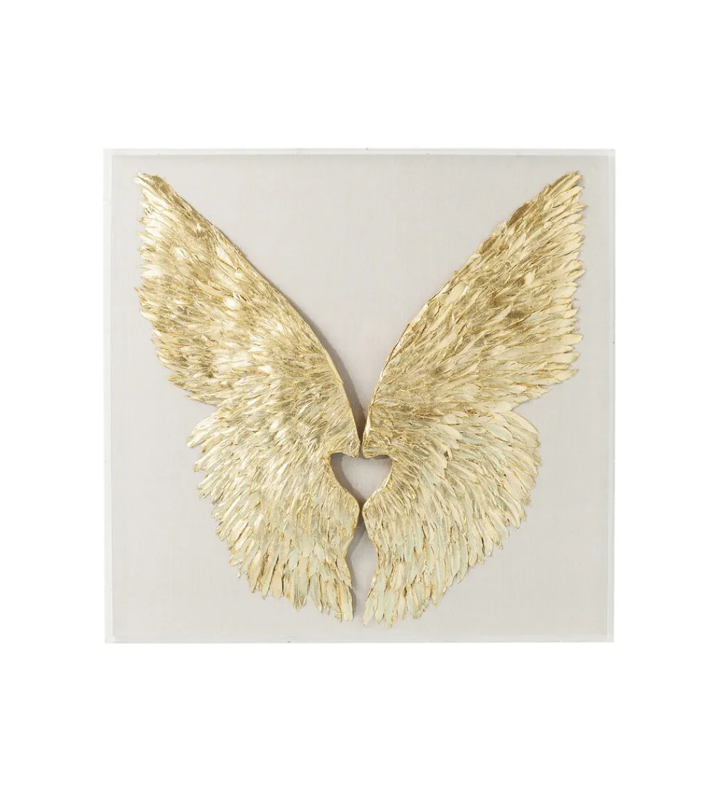 KDesign Obraz GOLD WINGS 120 x 120 cm biało złoty
