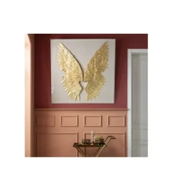 KDesign Obraz GOLD WINGS 120 x 120 cm biało złoty