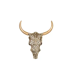 Invicta Interior Ozdoba ścienna EXOTIC BULL 57 cm drewno mango złoto