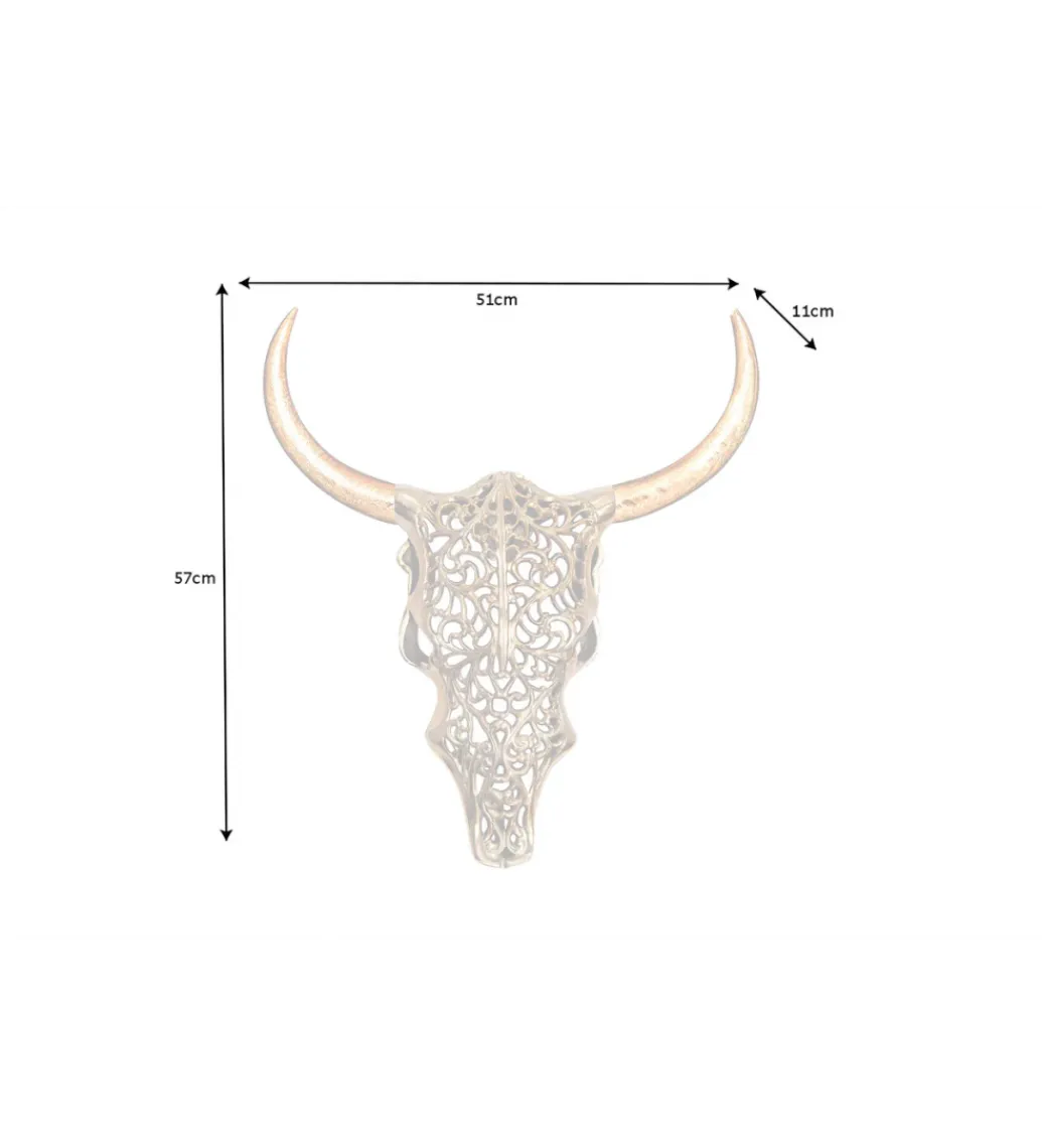 Invicta Interior Ozdoba ścienna EXOTIC BULL 57 cm drewno mango złoto