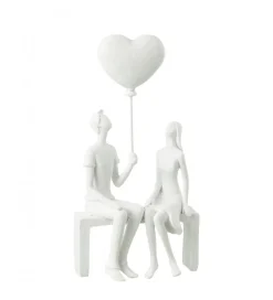 J-Line Ozdoba Sitting Heart Ballon biała