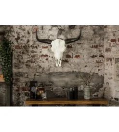 Invicta Interior Ozdobna czaszka El Toro 70 cm biały czarny