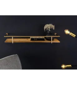 Invicta Interior - przedsprzedaż Półka HERITAGE 75 cm złota drewno sosny