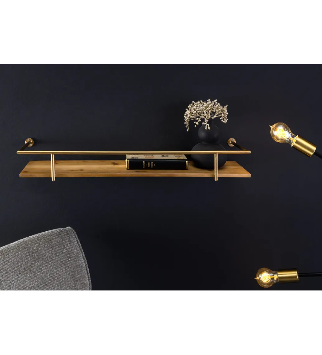 Invicta Interior - przedsprzedaż Półka HERITAGE 75 cm złota drewno sosny
