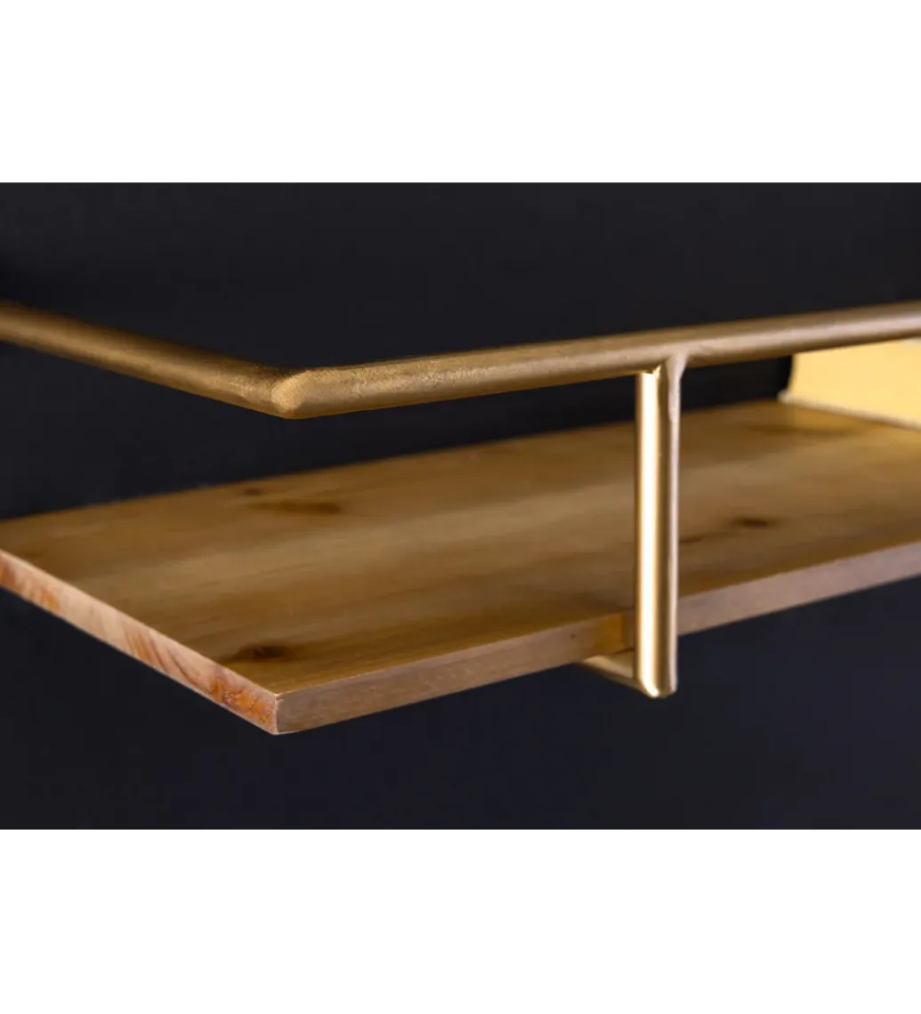Invicta Interior - przedsprzedaż Półka HERITAGE 75 cm złota drewno sosny