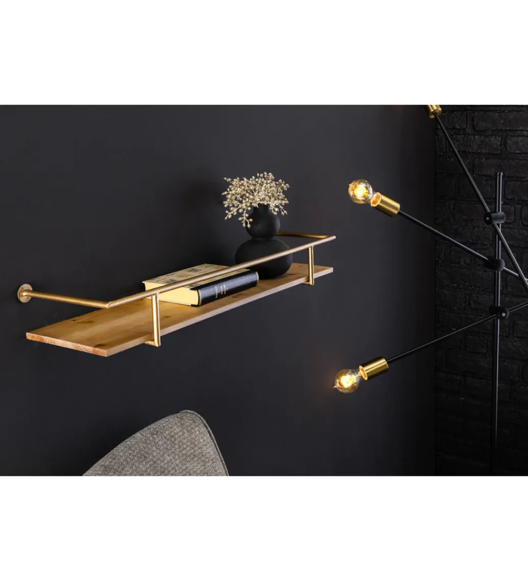 Invicta Interior - przedsprzedaż Półka HERITAGE 75 cm złota drewno sosny