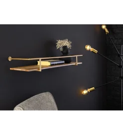 Invicta Interior - przedsprzedaż Półka HERITAGE 75 cm złota drewno sosny