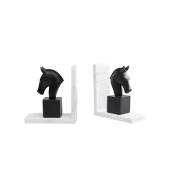 KARE Podpora na książki KONIE 21 cm czarne podstaw w optyce marmuru