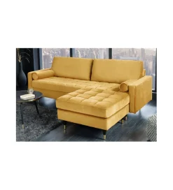 Invicta Interior Pufa CANIS Velvet 80 cm musztardowo - źółta