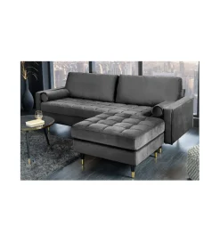 Invicta Interior Pufa CANIS Velvet 80 cm szara