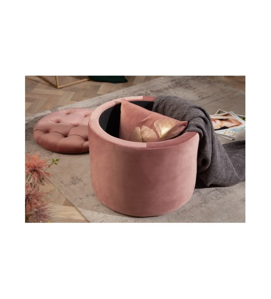 Invicta Interior Pufa FABIO II 50 Cm aksamit pudrowy róż
