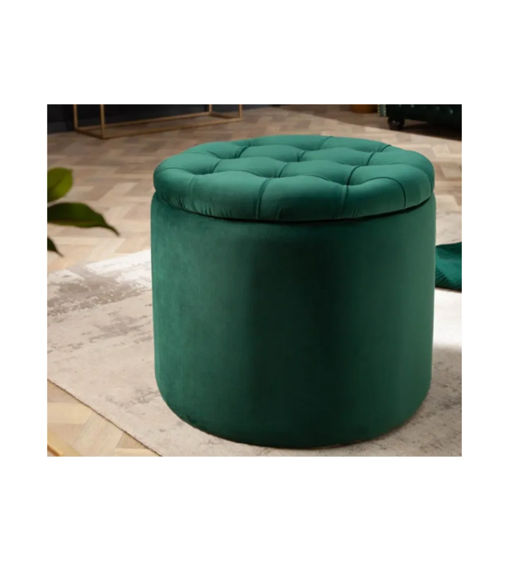 Invicta Interior Pufa FABIO II 50 Cm Aksamit szmaragdowa zieleń
